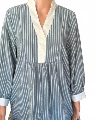 Entro Pin Stripe Dress In Sea Green In Multi