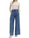 Entro Pintuck Denim Wide Leg Pants In Blue In Blue