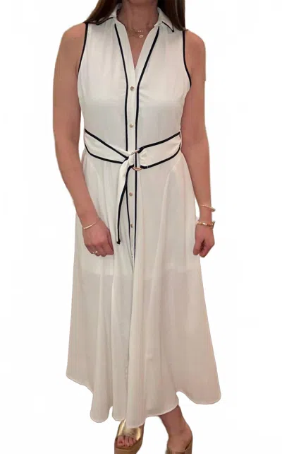 Entro Piping Midi Dress In White