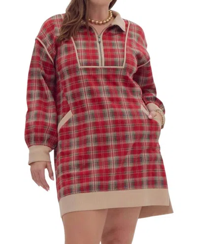 Entro Plaid Mini Dress In Red