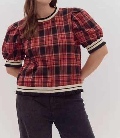 Entro Plaid Top In Black