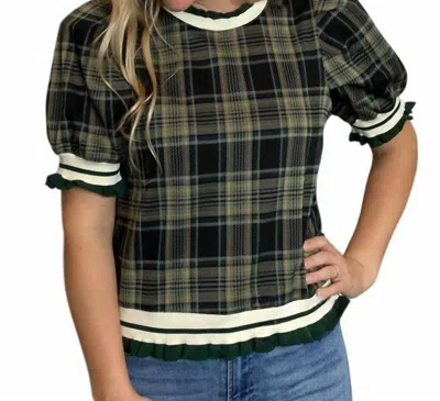 Entro Plaid Top In Hunter Green