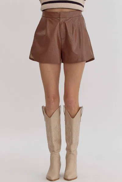 Entro Pleather Short In Brown