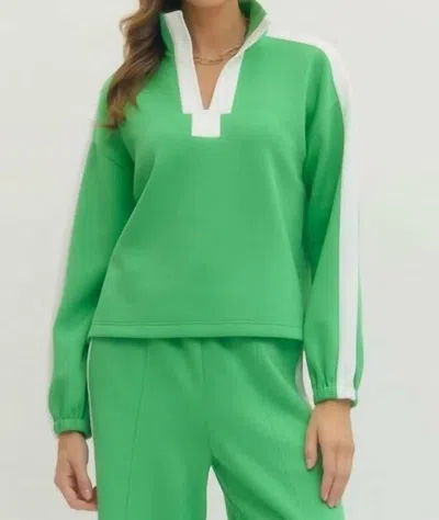 Entro Polished Play Pullover Top In Green