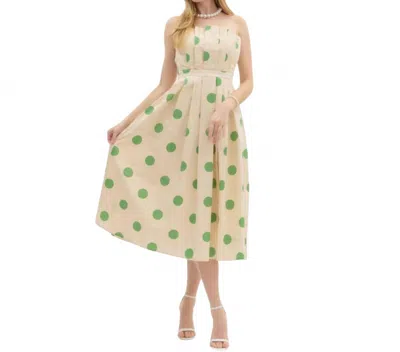 Entro Polka Dot Strapless Midi Dress In Yellow In Multi
