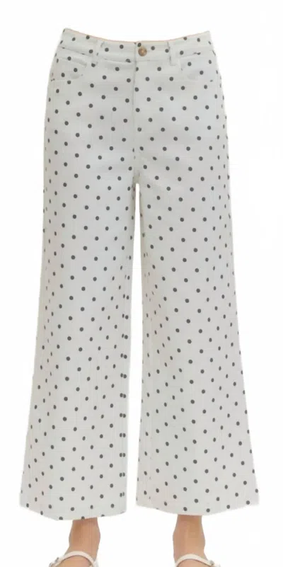 Entro Polka Dot Wide Leg Pants In Off White In Gray
