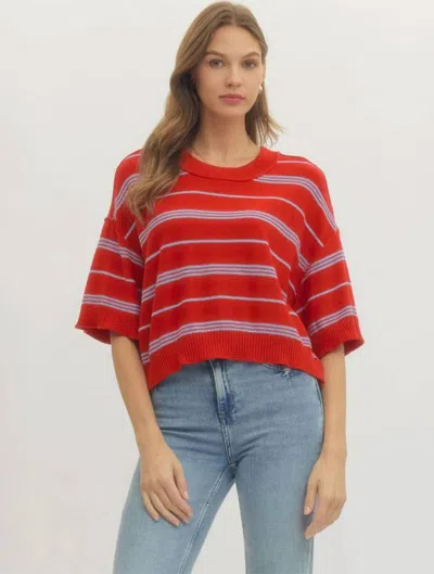 Entro Poppy Striped Sweater In Red