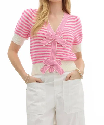 Entro Poppy V-neck Sweater Top In Pink