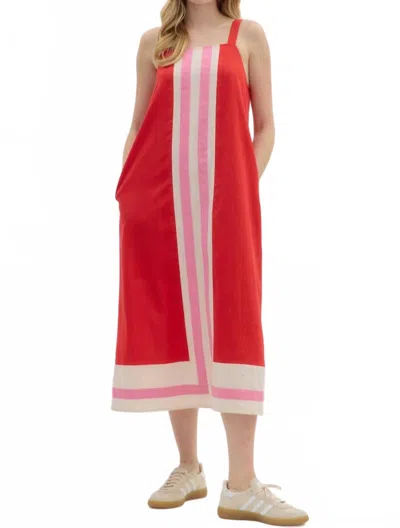 Entro Porch Swing Color-block Dress In Red