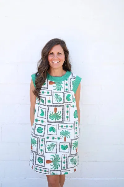 Entro Portia Palm Mini Dress In Green Multi