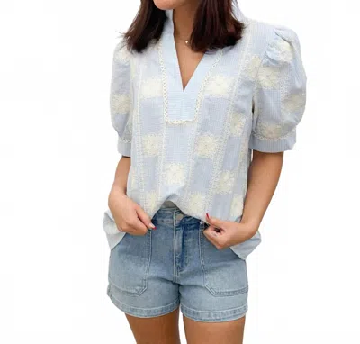 Entro Powder Gingham Blouse In Blue