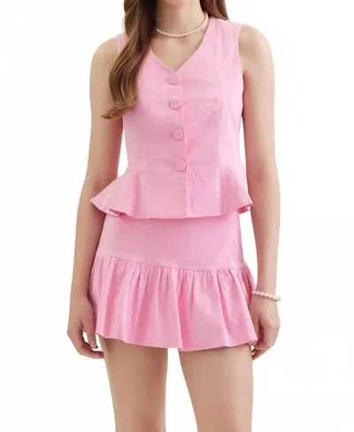 Entro Power Sleeveless Peplum Vest In Light Pink