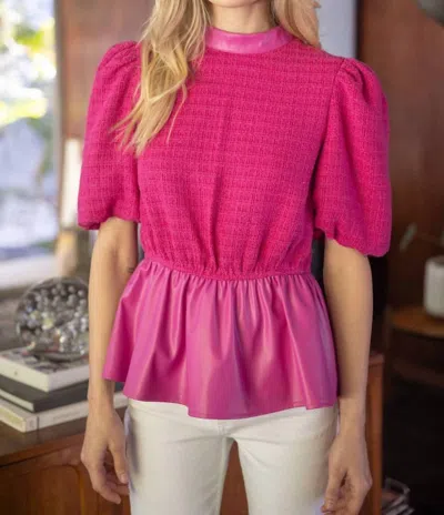 Entro Prep School Peplum Top In Fuchsia