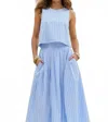 Entro Presley Striped Top And Midi Skirt Set In Light Blue In Blue