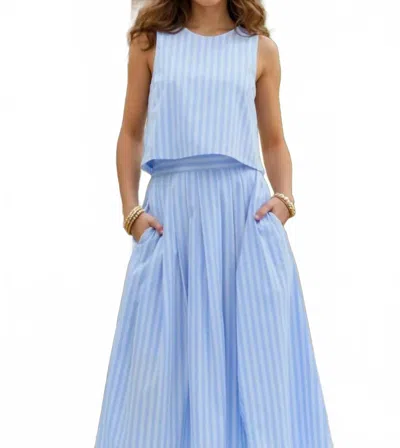 ENTRO PRESLEY STRIPED TOP AND MIDI SKIRT SET IN LIGHT BLUE