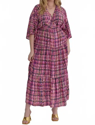 Entro Pretty In Plaid Maxi Dress In Pink Multi