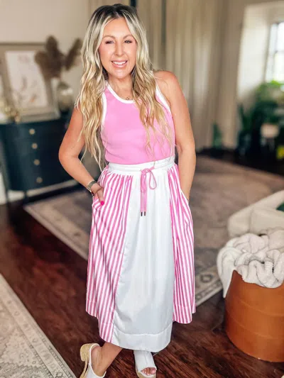Entro Pretty Tank Midi Dress In Pink In Multi