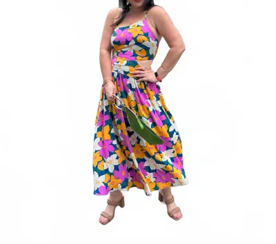 Entro Print Sleeveless Midi Dress In Orchid Floral In Multi