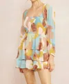 Entro Printed Square Neck Tiered Romper In Mocha Combo In Multi