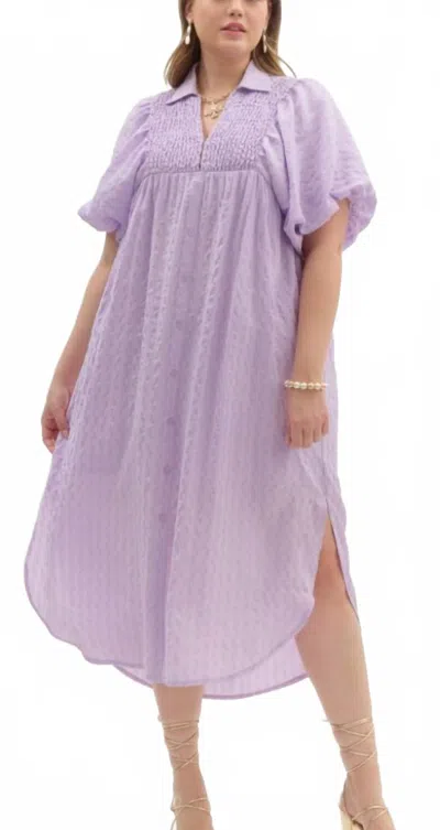 Entro Puff Sleeve Dress In Lavendar In Purple