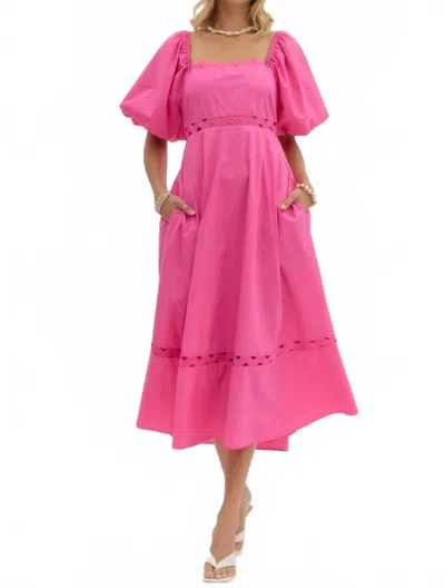 Entro Puff Sleeve Dress With Cutouts In Pink