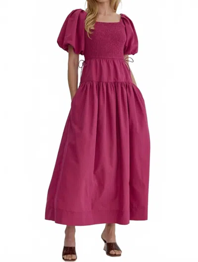 Entro Puff Sleeve Maxi Dress In Orchid In Pink