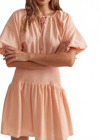 Entro Puff Sleeve Mini Dress In Peach In Pink