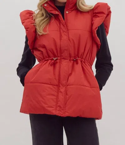 Entro Puffer Vest In Ruby Red