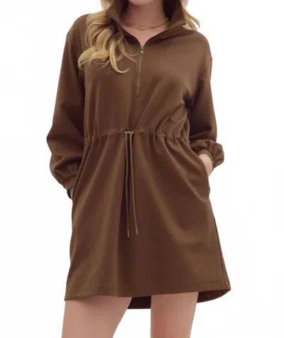 Entro Pullover Mini Dress In Coffee In Brown
