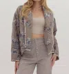 Entro Layers Of Love Floral Quilted Jacket In Mocha Grey In Multi