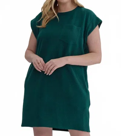 Entro Quilted Round Neck Sleeveless Mini Dress In Forest In Green
