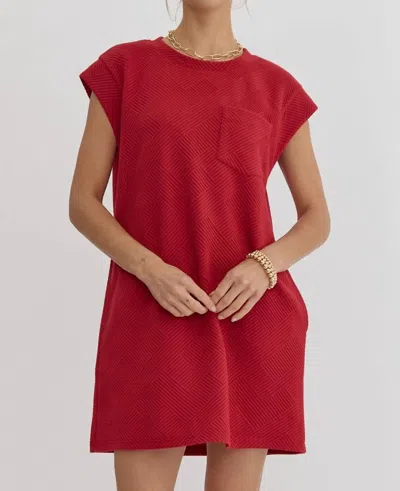 Entro Quilted Round Neck Sleeveless Mini Dress In Scarlet In Red