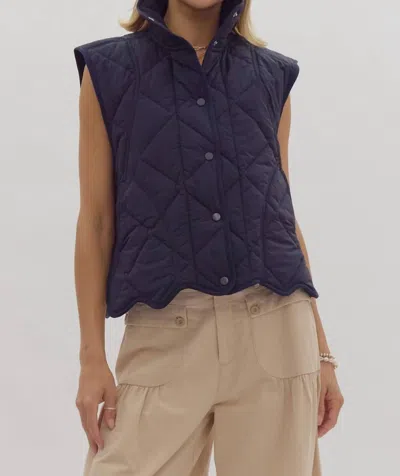 Entro Quilted Vest In Dark Navy In Blue