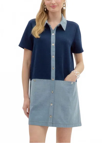 Entro Quinn Mini Dress In Navy In Blue