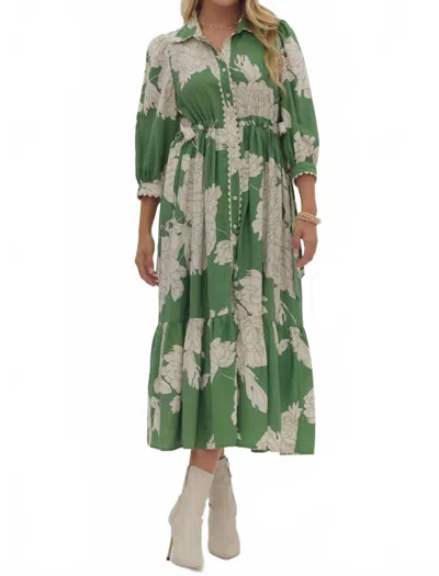 Entro Rare Kind Of Love Midi Dress In Green