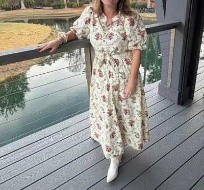 Entro Reese Midi Dress In Beige In White