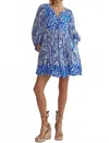 Entro Regal Bliss Paisley Mixed Print Baby Doll Dress In Royal Blue In Blue