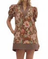 Entro Renee Fall Floral Mini Dress In Brown In Brown
