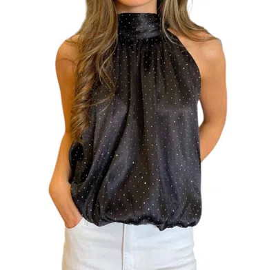 Entro Rhinestone Embellished Halter Neck Top In Black