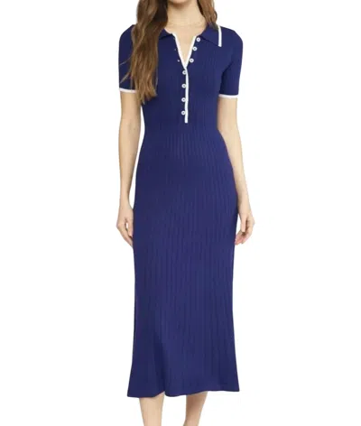 Entro Ribbed Dress In Navy In Blue