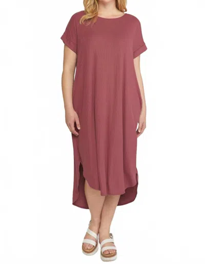Entro Ribbed Pocket Midi Dress In Marsala In Pink