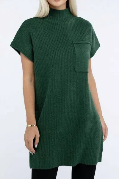 Entro Ribbed Sweater Dress In Forest In Green