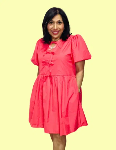 Entro Ribbon & Grace Dress In Coral In Pink
