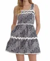 Entro Tabitha Ric-rac Trim Sleeveless Mini Dress In Navy In Blue