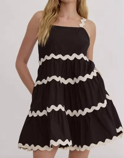 Entro Ric Rac Short Dress In Black