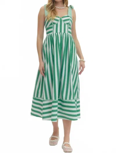 Entro Stripe Sleeveless Midi Dress In Green