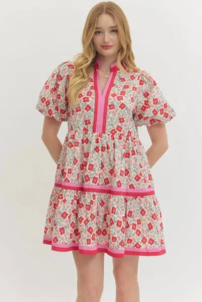 Entro Romford Dress In Pink In Multi