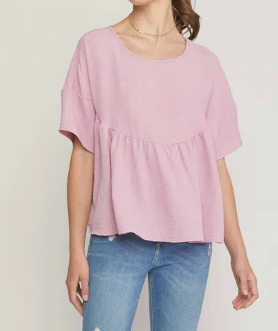 Entro Round Neck Babydoll Top In Orchid Pink