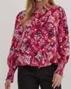 Entro Ruby Long Sleeve Floral Top In Pink In Red