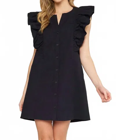 Entro Ruffle Sleeve Mini Dress In Black